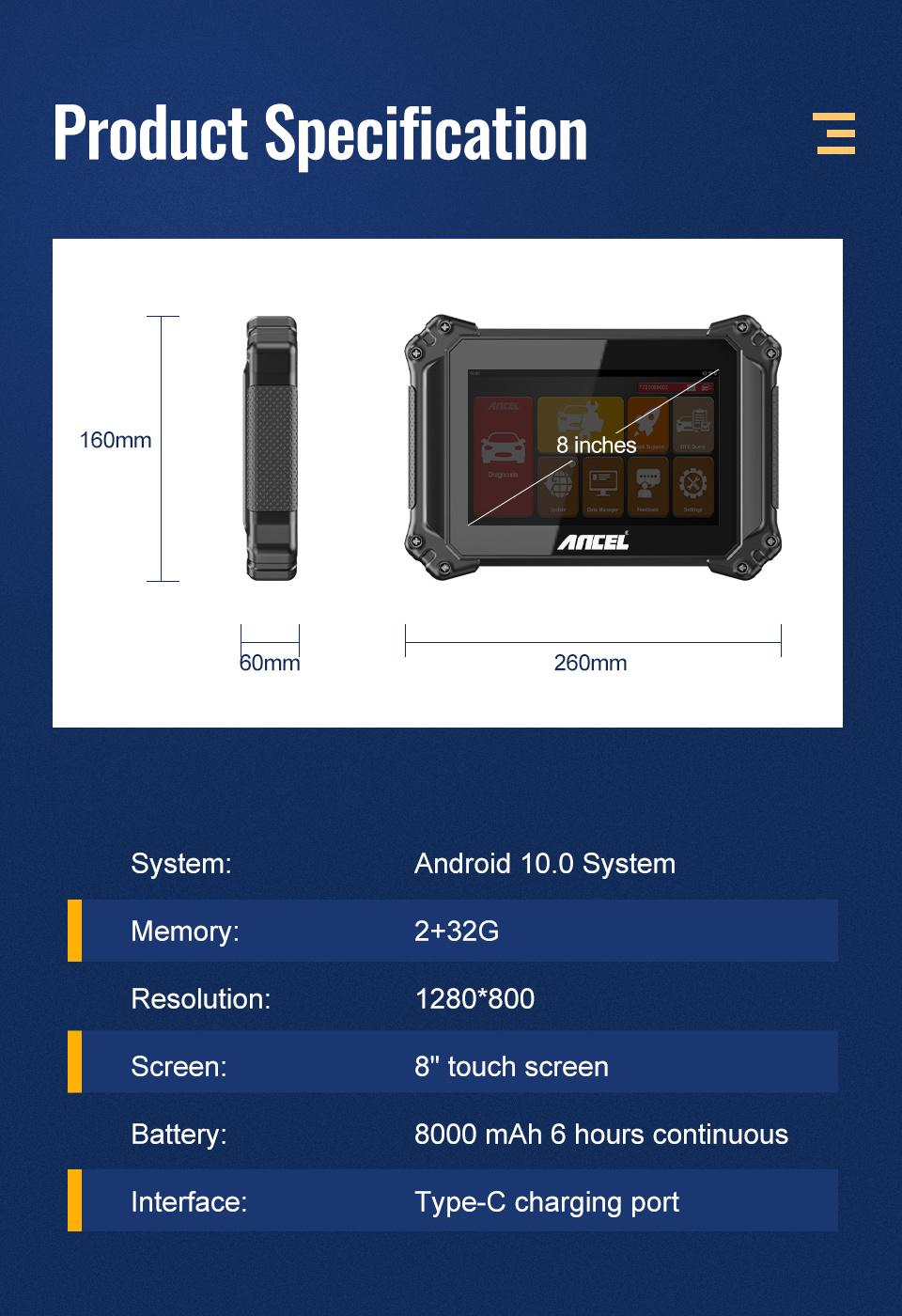 Ancel V6 OBD2 Diagnostic Scanner Professional Full System Car Diagnostic Tool DPF ABS Oil IMMO Reset OBD 2 Automotive Scanner