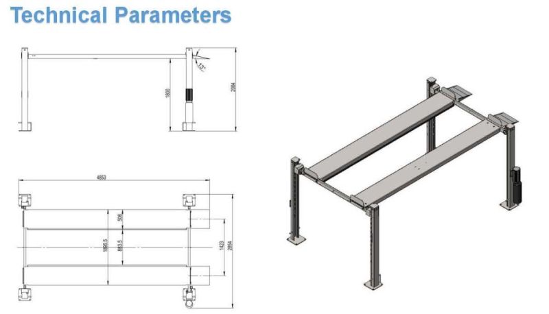 Commercial Garage Equipment Four Post Car Parking Lift