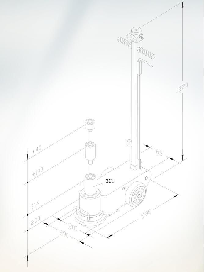 Single Stage Air Hydraulic Floor Jack 30 Ton for Bus