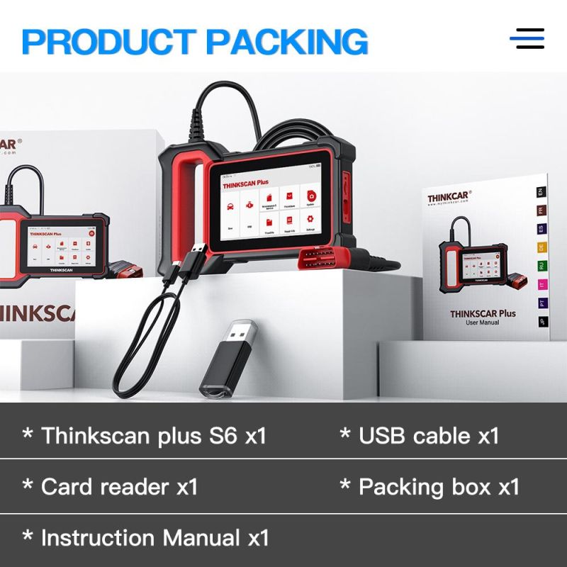 Thinkcar Thinkscan Plus S6 Professional Automotive Scanner ABS SRS at Eng Scan Oil Sas Epb TPMS Ets Reset OBD2 Diagnostic Tool