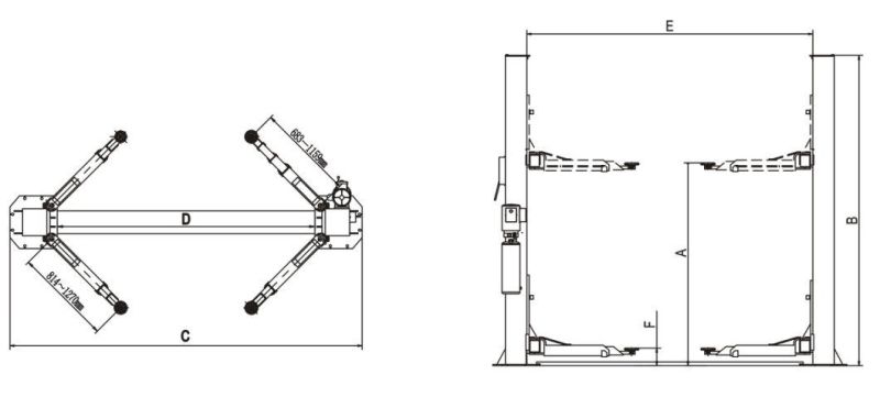 Lightweight  Automatic Two Post Car Lift with Hydraulic Cylinders