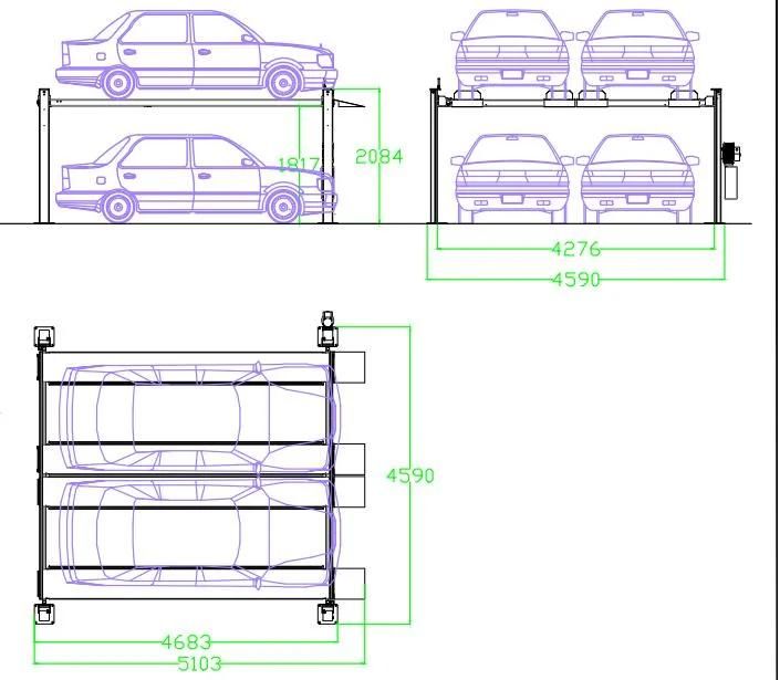 Triple Level Garage Car Stacker Parking Lifts