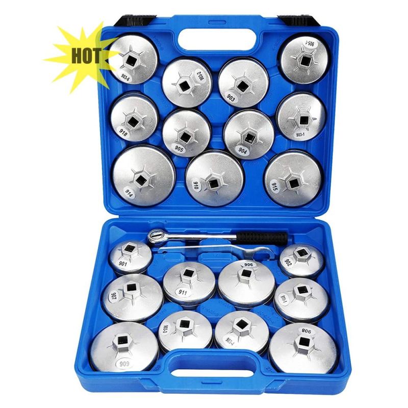 23PCS Aluminum Alloy Cup Type Oil Filter Cap Wrench Socket Removal Tool Set with 1/2" Dr.