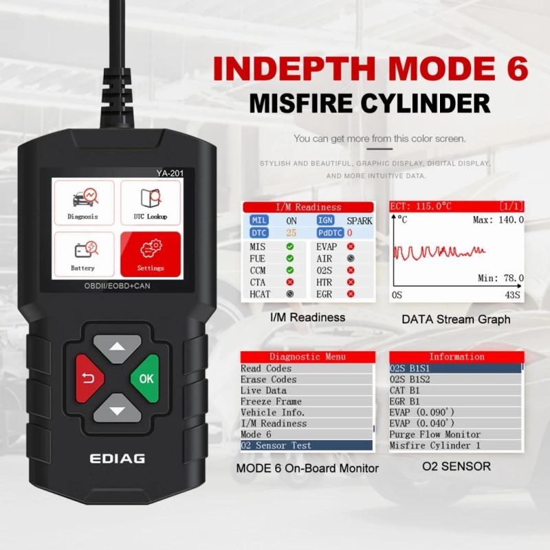 Ediag Ya201 Code Reader Diagnostic Scanner OBD II Data Stream