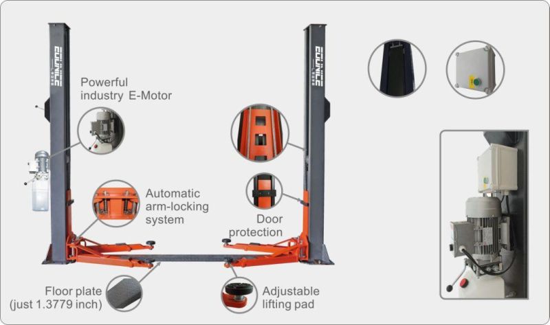 Car Repair Hoist Equipment Both Side Release Two Post Hydraulic Lifter