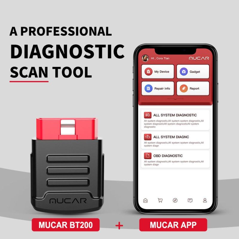 Mucar Bt200 Lifetime Free All Car Full System Oil Sas OBD 2 Diagnostic Tools Bluetooth Scanner Auto OBD2 Tester Pk Thinkdiag