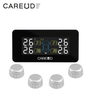 Solar TPMS Car Tire Pressure Alarm Monitor System Display Intelligent Temperature Warning with 4 Sensors LCD Display