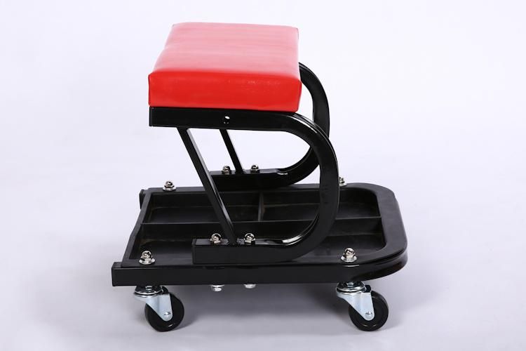 Padded Garage Work Chair with Storage Tray/Mechanical Roller Workshop Stool/General Mechanical Roller Crawling Trolley Chair