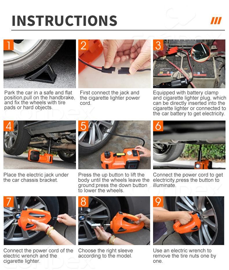 Conpex 3 in 1 Electric Hydraulic Car Jacks 5t Gatas Hidraulicas Floor Jack for Car with Electric Power Wrenches