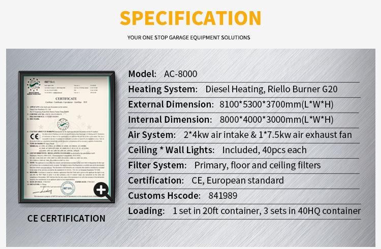 CE Approved New Design Infrared Heating Car Spray Paint Booth for Sale