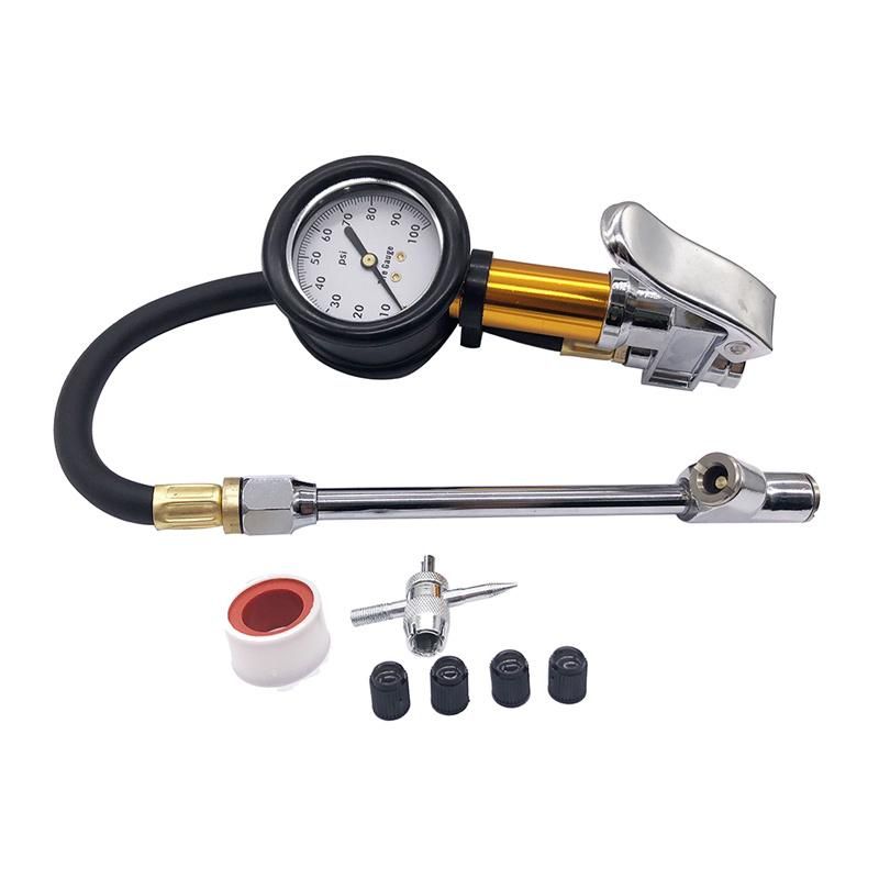 Dial Tire Inflator Gauge with Air Chuck Heavy Duty Tire Gauge Inflator