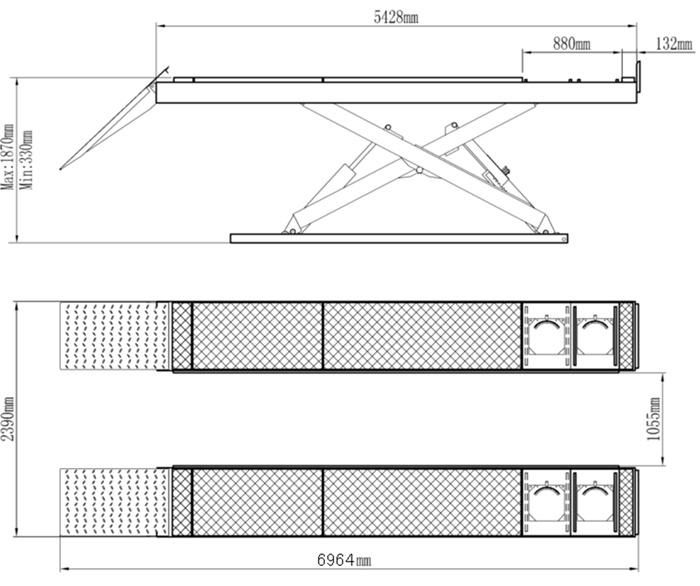 Heavy Duty 7300kg Scissors Truck Hoists with Alignment (PX16A)