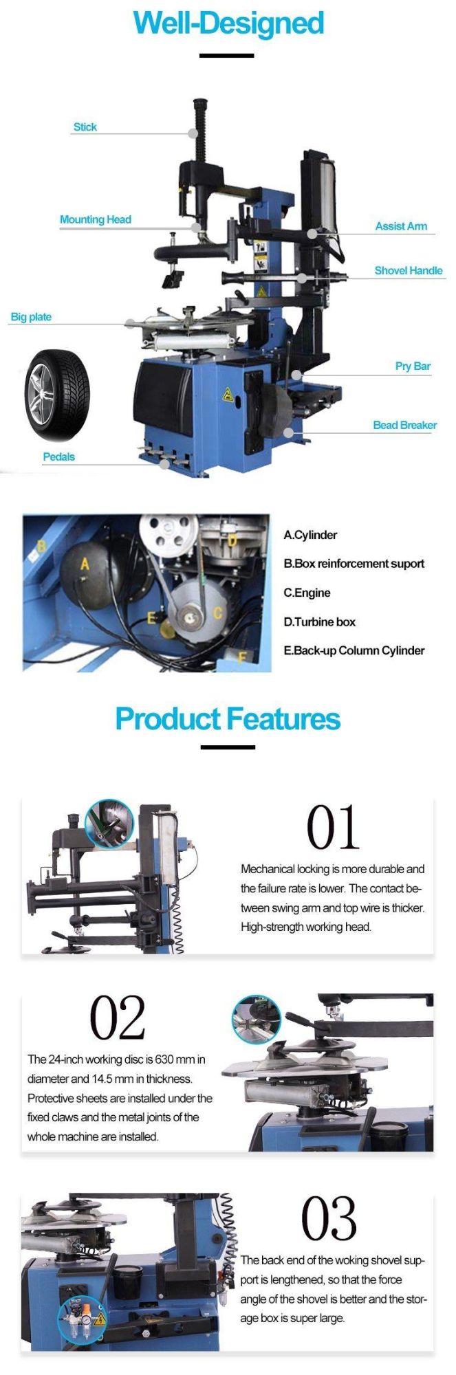 Wheel Repair Machine Tyre Changer Manufacture Beautiful Tire Changer Equipment in Stock