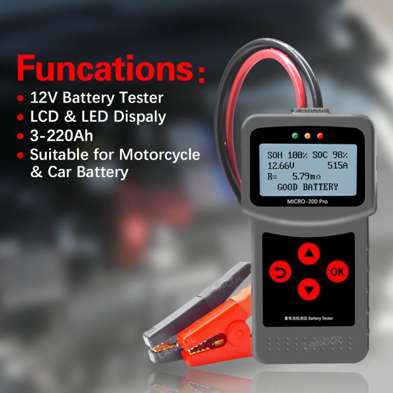 12V Automotive Battery Tester Micro-200 PRO Auto Diagnostic 12V Car Battery Analyzer CCA Tester