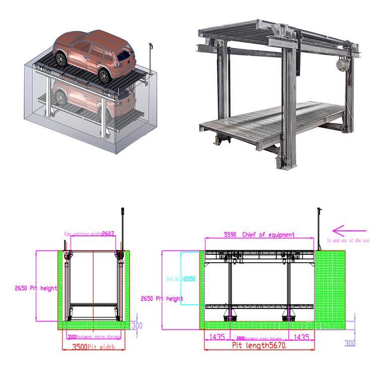 Garage Car Parking Lift System for 2 or 3 Vehicle