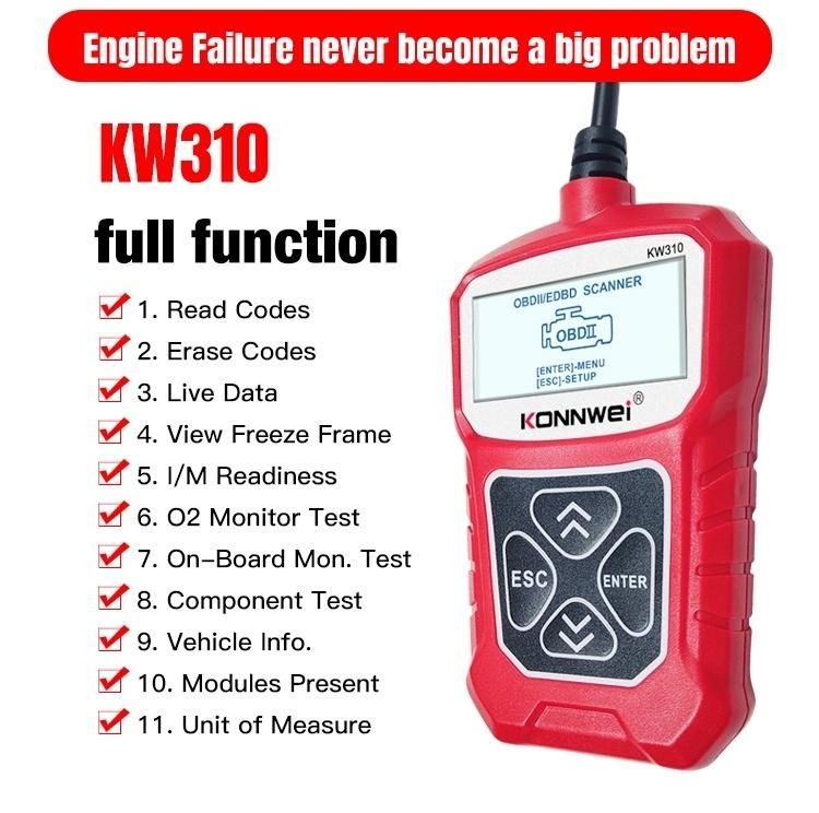 Konnwei OBD2 Auto Diagnostic Tools Key Progammer Electronics Circuit Scanner for Car, Heavy Duty Truck Excavator