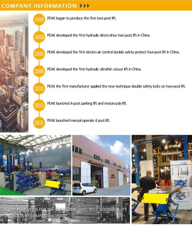 Base Plate Design Hydraulic Post Lift with 3.5tons