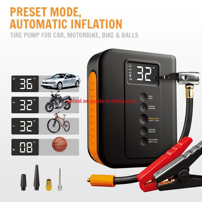 Auto Car Air Pump Jump Starter Air Compressor 150psi Tire Inflator