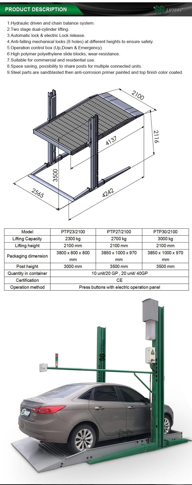 hydraulic two post car parking