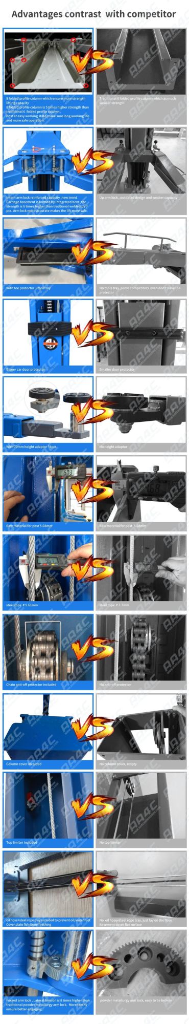 AA4c 10000lbs 4.5t Overhead Car Lift 2 Post Lift Auto Hoist Singe Point Manual Unlock AA-2pcf45s