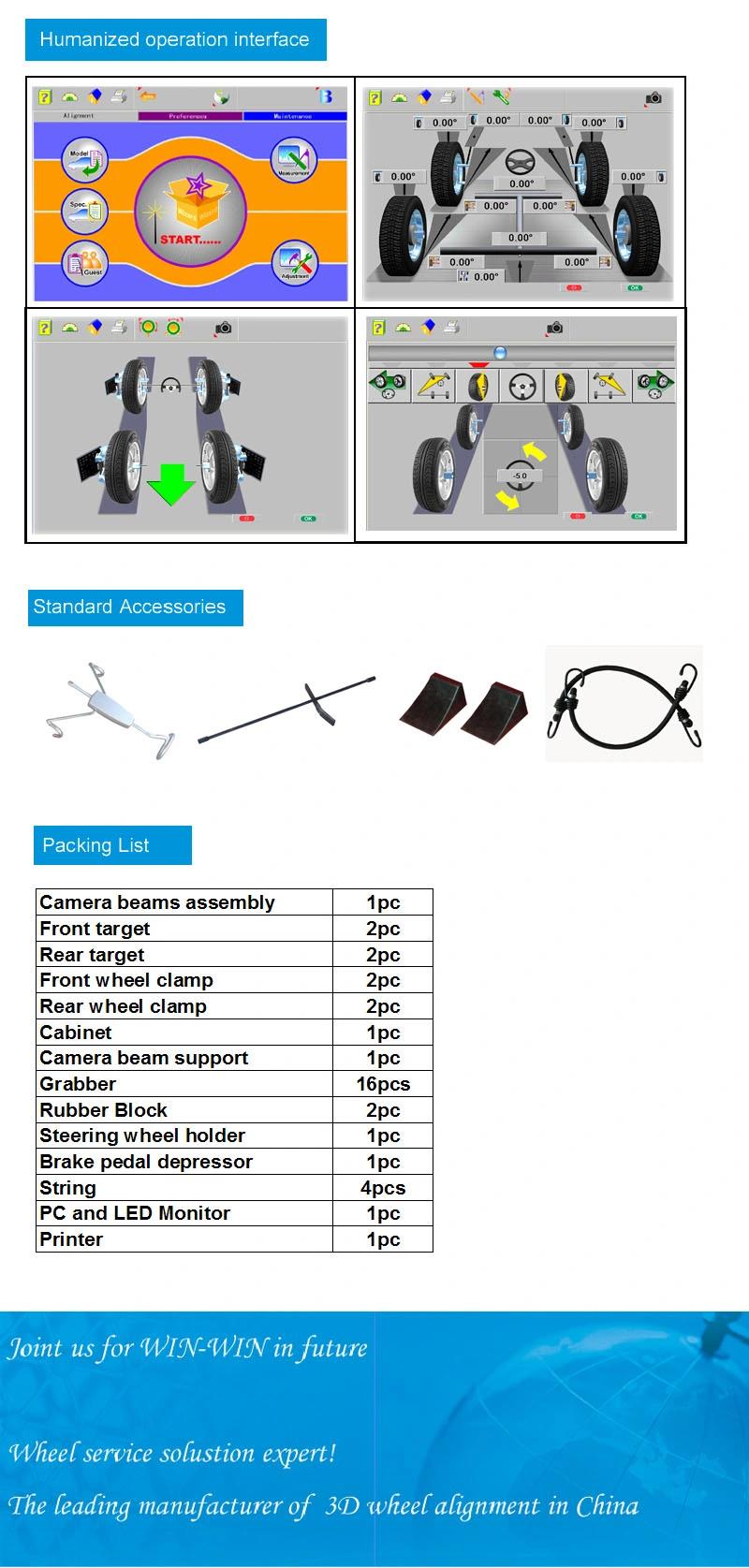 Garage Equipment 3D Four Wheel Alignment with Automaitic Lift Beam