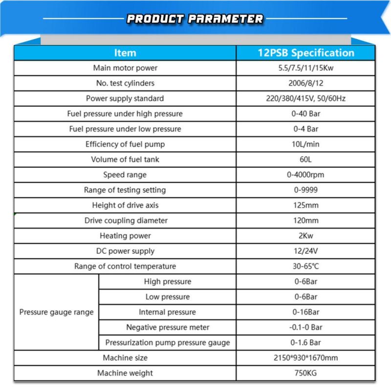 12psb Diesel Injection Pump Repairing Equipment 12 Cylinders Diesel Fuel Injection Pump Test Bench