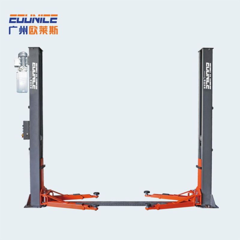 Floor Plate 2 Post Car Lift Electrical Release and Dual Chain Drive Cylinders