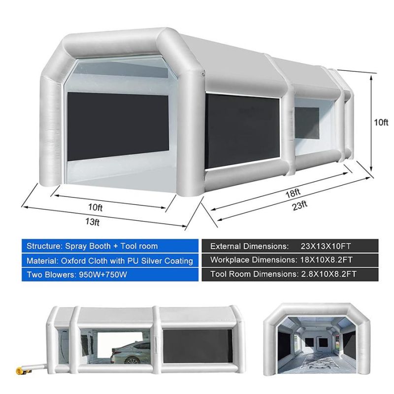 Car Inflatable Paint Spray Booth Portable Paint Spray Booth 1100W/ 950W Blower