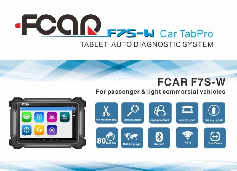 Professional Diagnostic Scanner Fcar F7s-W for Universal Cars and 12V Light Commercial Vehicles Obdeobd Key Program ECU Program