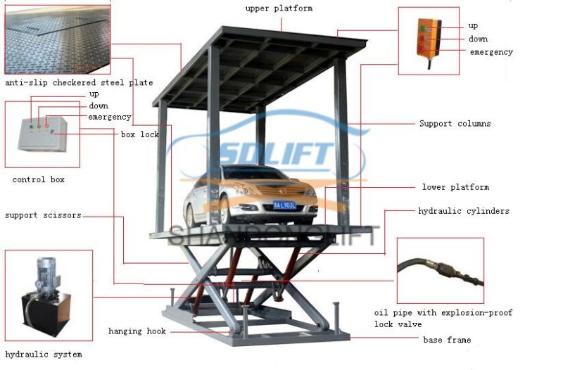 3t 3.4m Hydraulic Scissor Car Self Lift Stacker with Ce