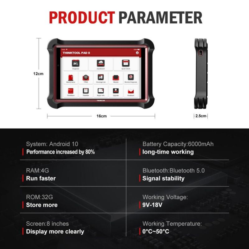 Thinkcar Thinktool Pad8 OBD2 Auto Diagnostic Tool ECU Coding Active Test IMMO ABS Epb Oil Reset Professional Automotive Scanner