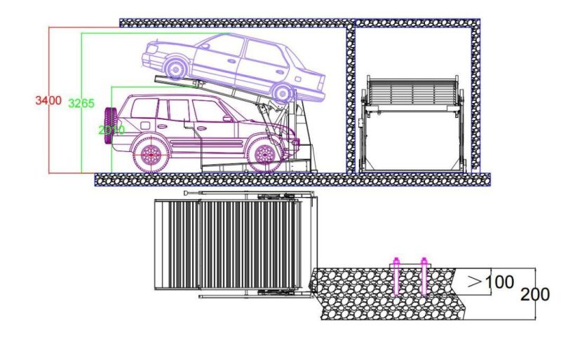 Low Ceiling Car Parking Lift for Basement