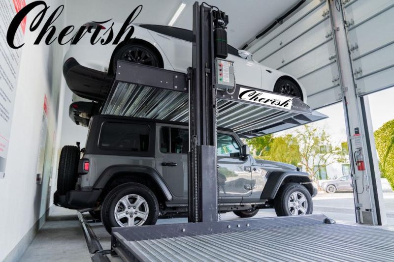 Home Garage Double Level Hydraulic Two Post Car Parking Lift for Outdoor