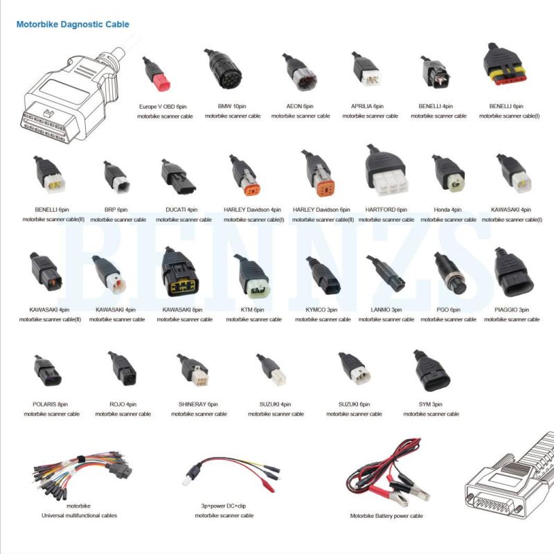 6pin Euro V Standard Motorbike Cable Motorcycle Standard 6p Adapter for Motorbike Scanner Tool