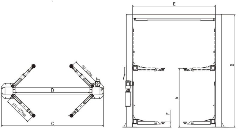 Clearfloor Chain-Drived Two Post Car Hoist with CE (208C)