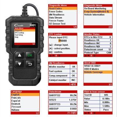 OBD Scanner Car Diagnosis Machine OBD Tool Engine Analyzer with LCD Color Display