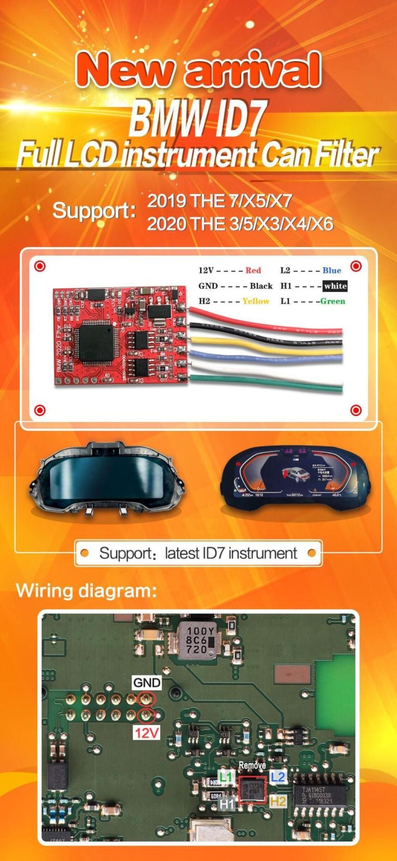 Newest  2016-2021 Year G Chassis 7 Series/X5/X7 3 Series 5 Series/X3/X4/X6 Newest ID7 Full LCD Instrument Can Filter Odometer for BMW