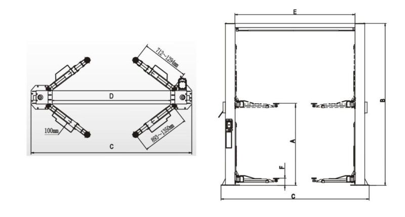 Hydraulic Two Pillars Lift for Tyre Changing