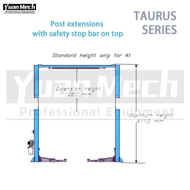 Yuanmech T4032em Italy Technology High Quality Two Post Car Lift with Top Connection