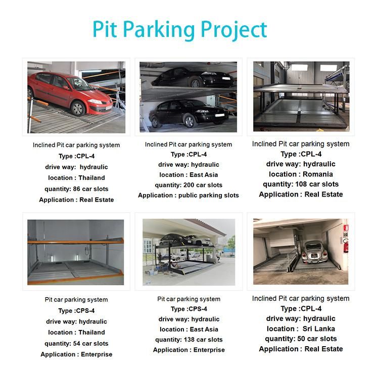 Low Ceiling Garage Parking Elevator with Pit for 4 Cars