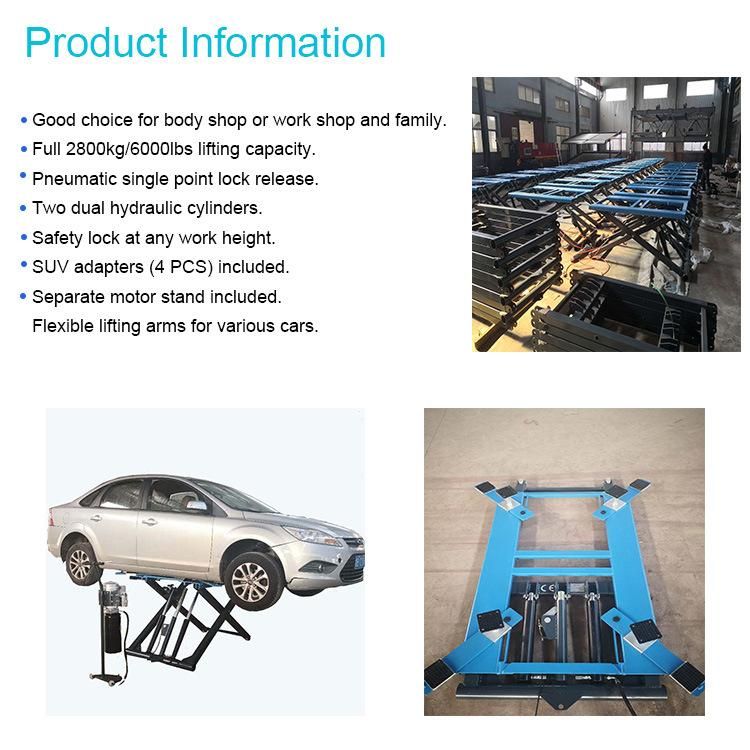 Portable Hydraulic 2 Cylinder Scissor Car Lift with CE