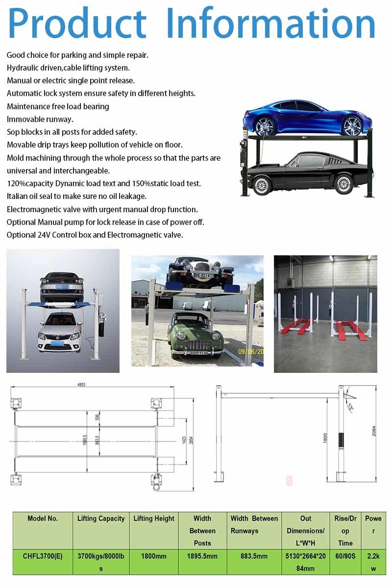 Hydraulic Four Post Car Stacker Parking Lift