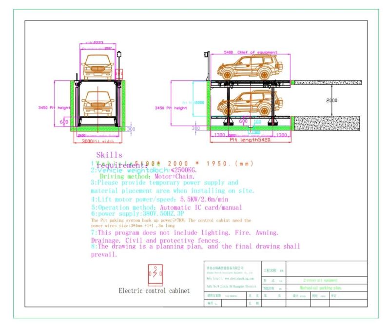 3 Level Stacker Pit Parking System Car Lift