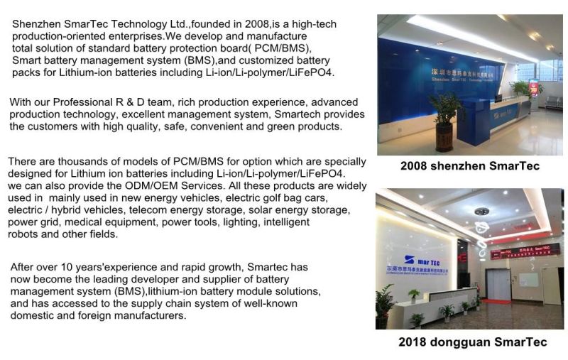 Shenzhen Smartec Manufacture BMS Liion 17s 70A Common Port with Waterproof Overcharge or Discharge Over Current Function