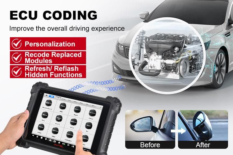 Autel Maxisys Ms909 with Intelligent Bi-Directional Diagnostic Scanner Dtc 26 Services Reset ECU Coding Maxiflash Vci Can Bus Autoscan Vin/Licence