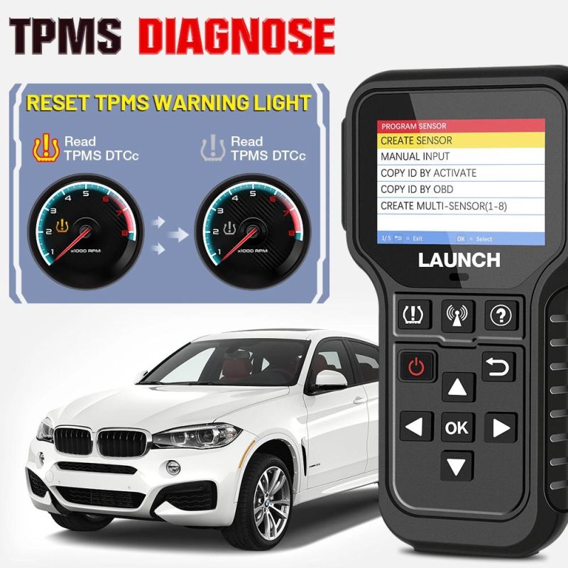 Launch CRT5011e TPMS Tire Activation Diagnostic Tool 315MHz 433MHz Sensor Activation Programing Learning Reading OBD2 Scanner