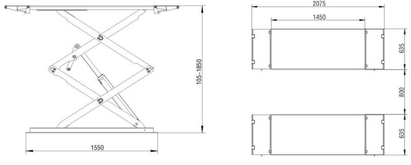 3000kg on Floor Ultrathin Small Scissor Car Lift with Ce