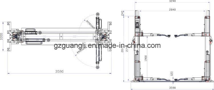 Guangli Brand High Quality Ce&ISO Car Lift (Two post) with Electric Release Garage Car Lift Equipment Price