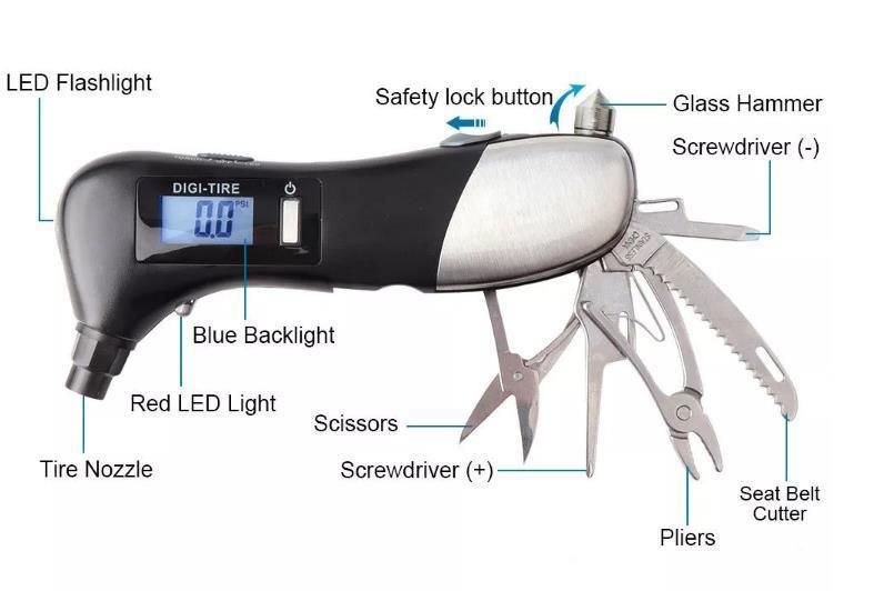 Hot Sale 9 in 1 Multifunctional Tire Pressure Gauge