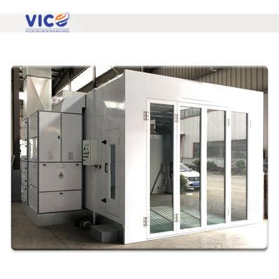 Vico Big Glass Door Car Spray Painting Booth Auto Body Repair Paint Booth with Inside Ramp